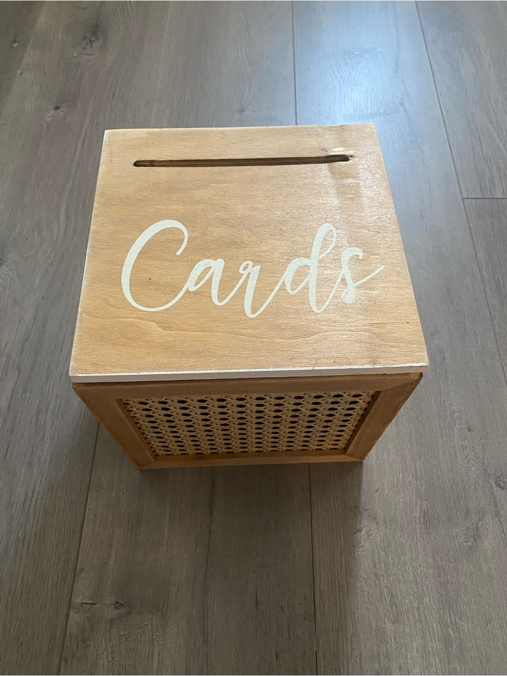 Wooden 'Cards' Keepsake Box - Natural Finish